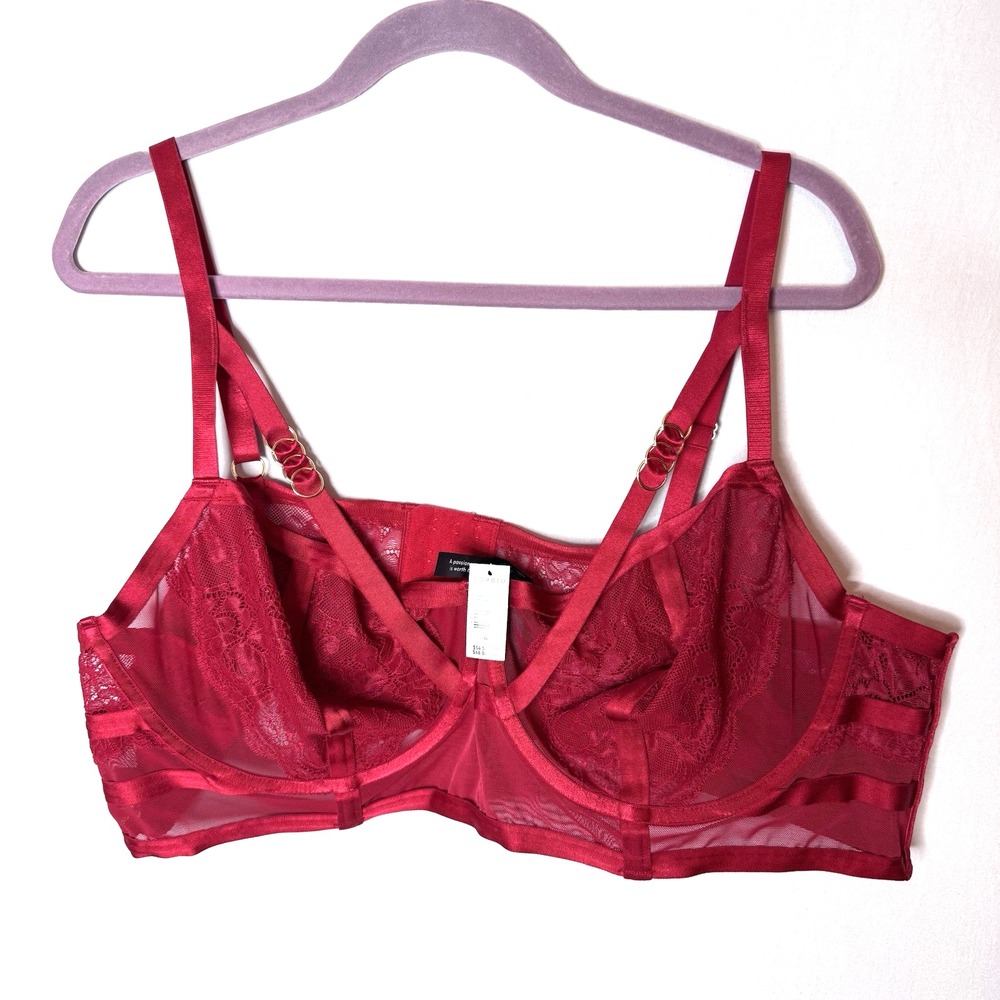 Torrid Unlined‎ Red Longline Bra NEW Sz 4 Sheer Lace Strappy Sexy Valentines